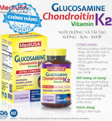 Glucosamine Chondroitin vitamin K2 - Nuôi Dưỡng Tái Tạo Xương - Sụn Khớp - MediUSA