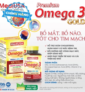 Premium Omega 3 GOLD ( Bổ Mắt, Bổ Não Và Tốt Cho Tim Mạch ) - MediUSA